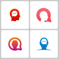 Set of Head Chat Logo Template Design Vector, Emblem, Design Concept, Creative Symbol, Icon