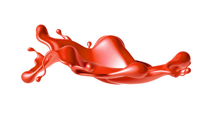 Beautiful red paint splash. 3d illustration, 3d rendering.