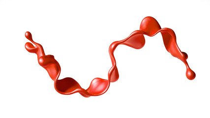 Beautiful red paint splash. 3d illustration, 3d rendering.