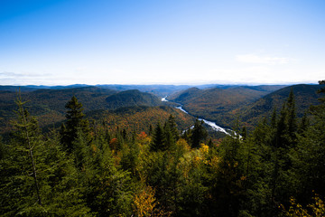 Panoramic view of the mountains in the national parc of Jacques Cartier, Quebec, Canada