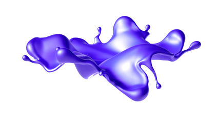 Beautiful purple paint splash. 3d illustration, 3d rendering.