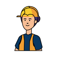 female builder worker with helmet