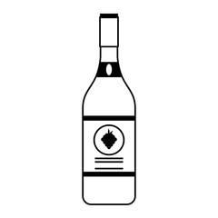Wine crink bottle with label isolated in black and white