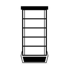 Empty supermarket shelf isolated cartoon in black and white