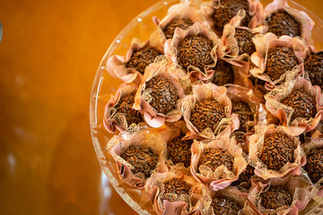 Brazilian sweets for wedding party. Brigadeiro.