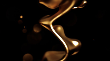 Obraz na płótnie Canvas Elegant, luxury splash of gold liquid. 3d illustration, 3d rendering.