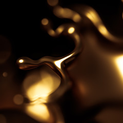 Elegant, luxury splash of gold liquid. 3d illustration, 3d rendering.