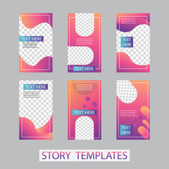 Vector illustration stories template set with liquid abstract modern gradient background for banner sale, presentation, flyer, poster, invitation. modern stories template design.