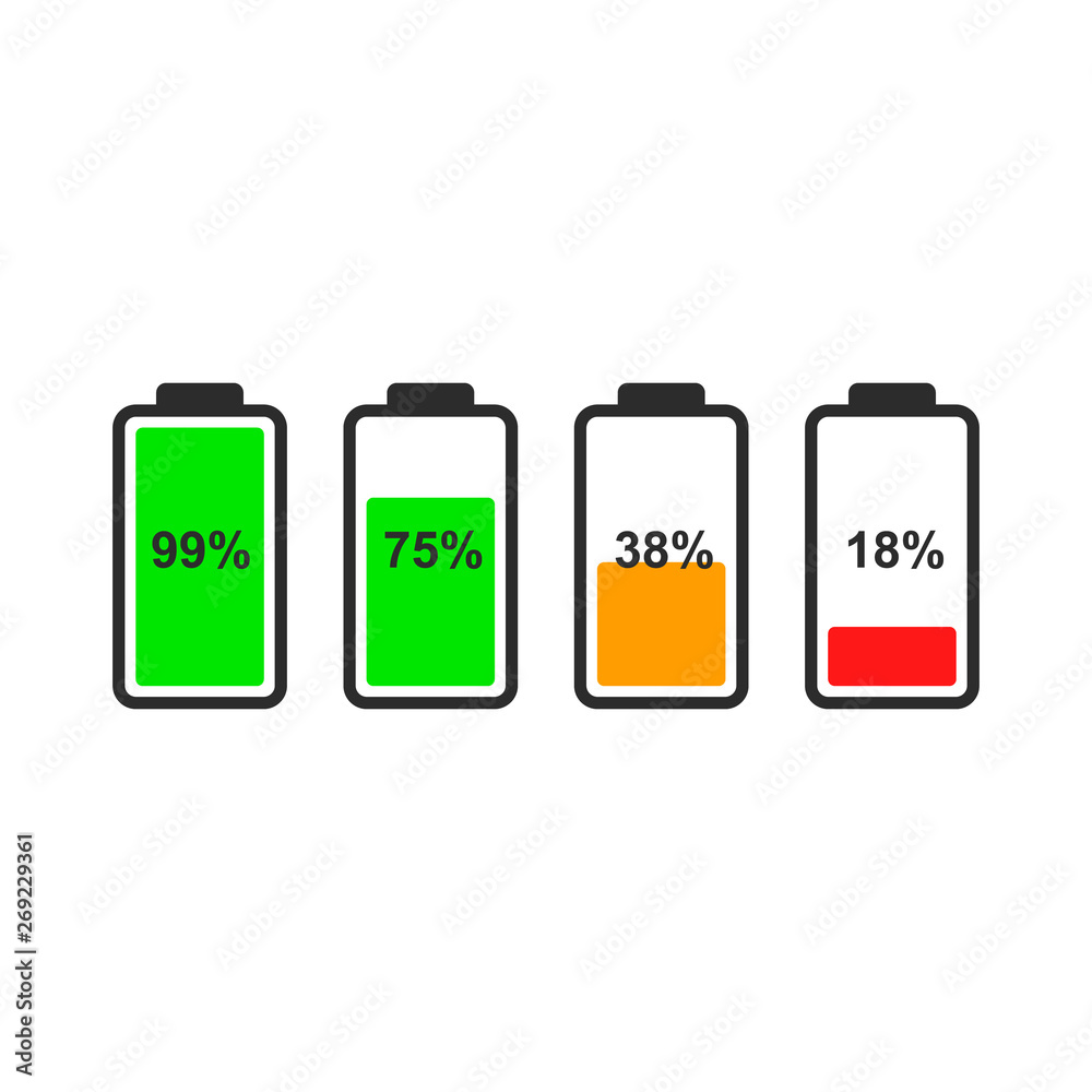 Leinwandbilder color indicators of the battery level for the design of the interface of smartphone, tablet and othe
