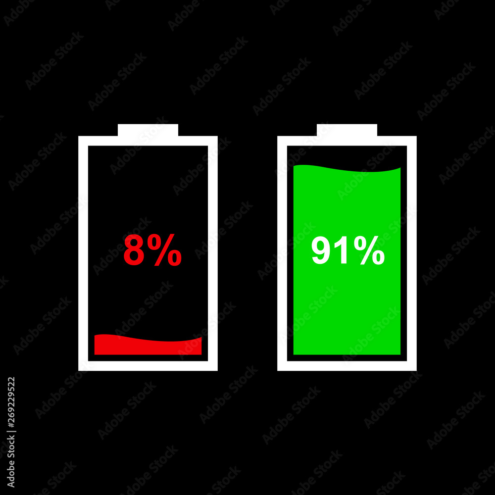 Poster two battery icons for the design of the interface of the smartphone, tablet and other devices. vecto