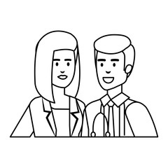 couple of professionals doctors avatars characters