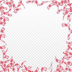 British pound notes falling. Sparse GBP bills on transparent background. United Kingdom money. Attractive vector illustration. Rare jackpot, wealth or success concept.