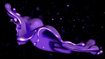 Elegant, luxury splash of gold liquid. 3d illustration, 3d rendering.