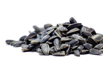 Sunflower seeds on a white background