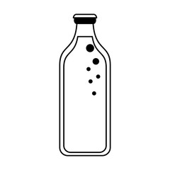 Orange juice glass bottle isolated in black and white
