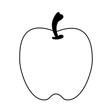 Apple fresh fruit isolated cartoon in black and white