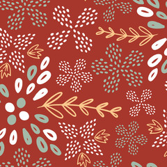 Brown summer flower seamless pattern. Great for floral product design, fabric, wallpaper, backgrounds, invitations, packaging design projects. Surface pattern design.