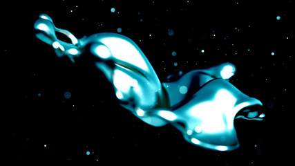 Elegant, luxury splash of gold liquid. 3d illustration, 3d rendering.