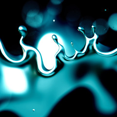 Elegant, luxury splash of gold liquid. 3d illustration, 3d rendering.