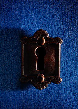 Old lock on blue