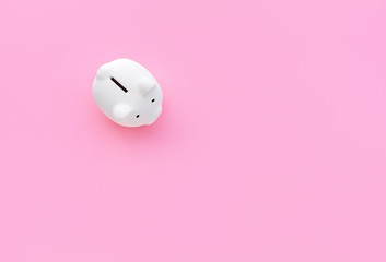 Piggy bank on pink pastel color background.money and financial concepts
