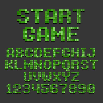 Pixel Retro Style Video Game Font. Vector