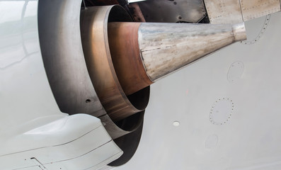airplane metal engine closeup view
