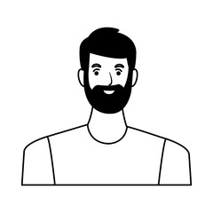 man avatar cartoon character in black and white vector illustration
