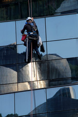 Cleaners working in height