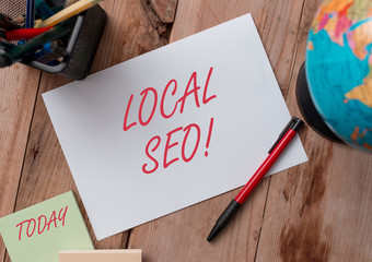 Word writing text Local Seo. Business photo showcasing incredibly effective way to market your near...