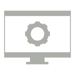 Monitor screen with a gear symbol. Programming code - Vector