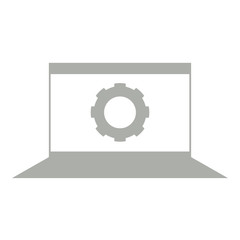 Isolated laptop with a gear symbol. Programming code - Vector