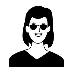 woman avatar cartoon character in black and white vector illustration