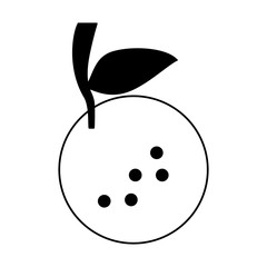 Orange citric fruit cartoon food isolated in black and white