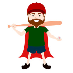 Isolated super dad player baseball character - Vector