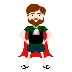 Isolated super dad character with a baby - Vector