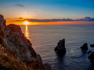 【静岡県伊豆半島ジオパーク】西伊豆黄金崎の夕景【秋】