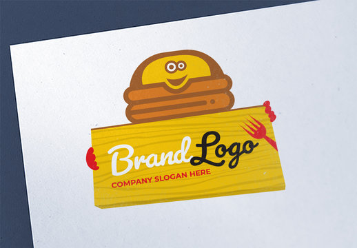 Logo Layout Design with Cartoon Burger Character