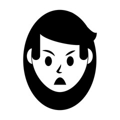Woman face cartoon character isolated in black and white