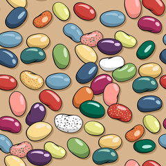Colorful seamless pattern with hand-drawn jelly bean. - 269239173