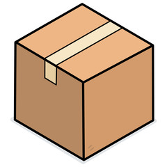 Brown cardboard box / vector and illustration, isolated on white background