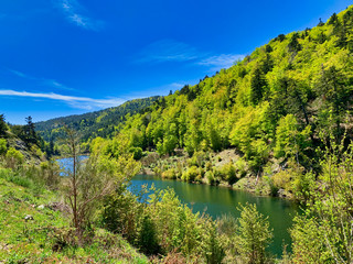 Fototapeta na wymiar Typical mountain lake landscape, Italy.
