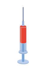 syringe with liquid isolated icon