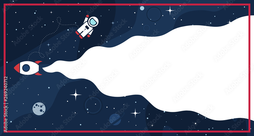 Canvas Prints space background with cosmos and white empty place for text. cute template with astronaut, spaceship