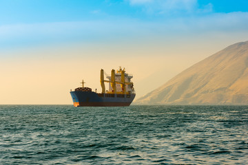 Cargo ship at port of Iquique, Chile