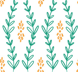 Green yellow vine flower seamless pattern. Great for floral product design, fabric, wallpaper, backgrounds, invitations, packaging design projects. Surface pattern design.