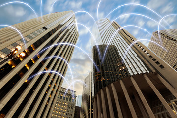 Conceptual image of digital data flowing