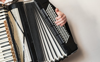 Accordionist with vintage accordion