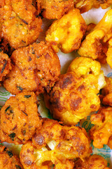 Battered deep fried cauliflower pakora piaju