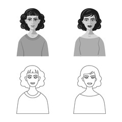 Vector design of hairstyle and profession  logo. Collection of hairstyle and character  stock vector illustration.